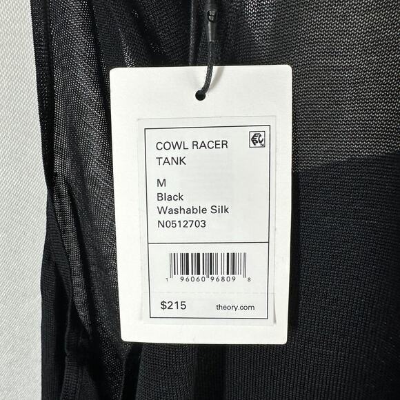 Theory Cowl Racerback Washable Silk Tank Top Black Size Medium Minimalist - Picture 3 of 11